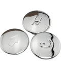 Premium 3 Piece Faucet Handle Replacement Kit For Bathroom Sink And Shower Featuring Hot Cold Diverter Controls Slick Acrylic Knobs Effortless Swap Update Your Taps Fast With No Sweat Modern Style, chrome knobs with hot and cold markings.