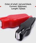Heavy Duty 20 Amp Insulated Spring Loaded Alligator Clips For Electrical Testing, Red and Black, 72mm Long, PVC Coated