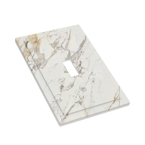 Absolute Game Changer With This Sleek Gray White Marble 1 Gang Switch Cover Featuring A Crisp Modern Abstract Look And Hidden Screws