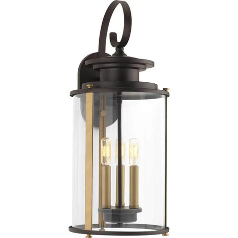 Three Light Outdoor Large Wall Lantern From Squire Collection With Clear Glass And Matte Black Finish Traditional Exterior Wall Light