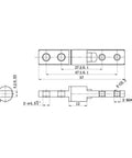 Technical drawing of Constant Torque Position Control Hinge 10x57mm Concealed Damping Rotary Shaft Gate Hinge with measurements