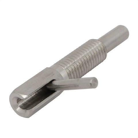 M12 Thread Stainless Steel Lock Out Retractable Indexing Plunger With L Handle showing details of retractable mechanism and thread.