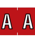ABKM Compatible Alpha Labels Red A 1 Inch By 1.5 Inch, No Fuss Filing Color Coding Labels, 500 Per Roll, two red labels showing 'A'