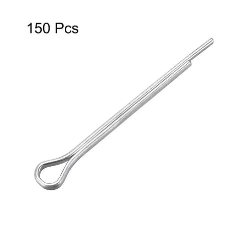Split Cotter Pin Set 2mm Diameter by 30mm Length Carbon Steel Zinc Plated Silver Tone 2 Prongs 150 Piece