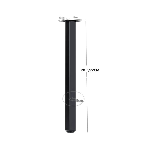 Heavy Duty Adjustable Metal Table Legs 28 Inch For DIY Desks Coffee Tables Dining Tables And Computer Desks With Floor Protectors Industrial Style Support Up To 800lbs Rust Resistant Black Powder Coat Finish close-up with measurements