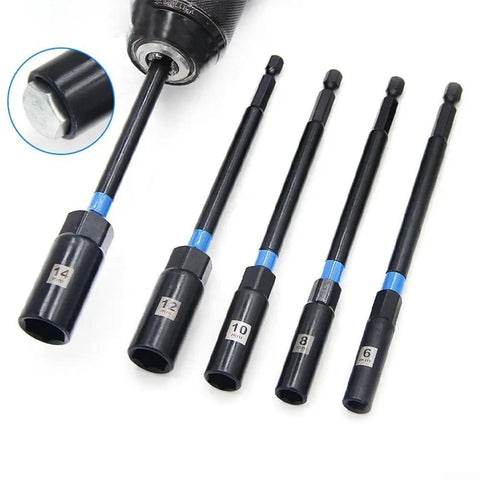 Tough As Nails Hex Socket Wrench Set With 150 Mm Extension Bar For Electric Drills Metric Nut Drivers 6 8 10 12 14 Mm Chrome Vanadium Steel.