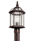 Barrie Outdoor Post Lantern In Tannery Bronze, Weatherproof Aluminum Post Light With Included 10W A19 Bulb, Fits Standard 3 Inch Posts