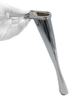 Rock Solid Zinc Alloy Furniture Legs Built Tough For Every Room Quick 23Cm Silver Table Risers showing a single leg held in a gloved hand.