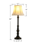 Two Pack Vintage Style Buffet Table Lamps For Living Room And Bedroom with white shade and retro brown finish, 30-inch height