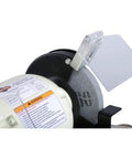 Close-up of 6 Inch Bench Grinder Model M1051 with safety shield, featuring durable cast iron body and grinding wheel