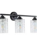 Go To Modern Matte Black Vanity Light Fixtures 24 Inch Three Light Hammered Glass Industrial Sconces For Bath Mirror Makeup Desk Living Room Kitchen Porch Hallway Hotel, featuring three hammered glass shades.