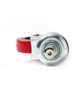 Six Pack 2 Inch Low Profile Swivel Caster Wheels With Threaded Post Mount For Creeper Service Cart Or Stool Non Marking Polyurethane Quiet Smooth Rolling Three Eighths By Five Sixteenths Inch Hex Mount Includes Cap Nut Washer And Lock Washer, close-up view