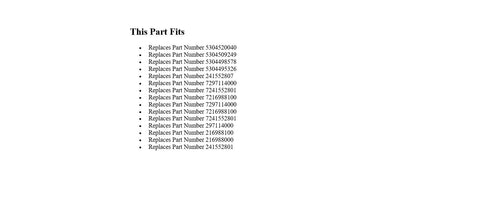 List showing compatible part numbers for Led Light Replacement Part 5304517886 For Frigidaire Kenmore Crosley White OEM Authorized LED Lamp.