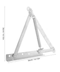Close-up of 2 Pack Triangular Spring Lift Up Hinges For Sofa Beds And Furniture, Hot Rolled Steel In Silver Color, showing dimensions.