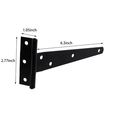 Rustproof T Strap Heavy Duty Shed Door Hinges 4 Pack With Screws For Barn Doors Fences Gates Load Capacity 12 To 60 Kg, side view.