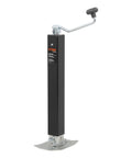 CURT 8,000 lb direct-weld trailer jack with crank, black vertical post and silver base