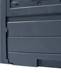 Close-up of Outdoor Compost Tumbler With Better Aeration, Sturdy Gray Garden Bin Made From Recycled Plastic, Easy Assembly