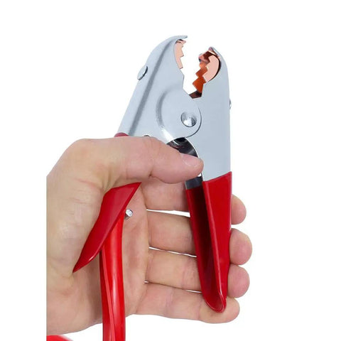 Close-up of Heavy Duty 1100A Battery Jumper Cable Clamps Set Of 4 With Copper Conductors and red insulated handles