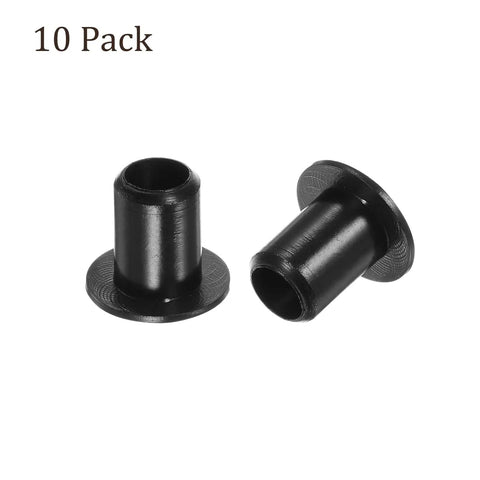 4 Pcs Nylon Flanged Sleeve Bearings 6.2mm Bore x 8.35mm OD x 12mm Length Black Nylon Bushings for Shafts, Oil Resistant, High Temperature, Great for DIY Projects and Small Machinery, 10 pack shown