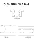 Clamping diagram for Magnetic Aluminum Vise Jaws Set With Soft Protectors, 4 To 8 Inches, showcasing dimensions and grip types.