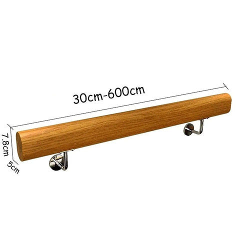 Solid Wood Handrail Kit For Stairs With Non Slip Finish And Heavy Duty Metal Brackets, 30cm to 600cm length.