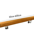 10 Foot Wooden Handrail Complete Kit Featuring Hardcore No Slip Grip And Dead Simple Stainless Brackets For Interior Stairs And Lofts Heavy Duty Senior Support Handle With Hardware showing a wooden handrail with dimensions.