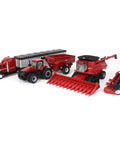 1 To 64 Scale 8250 Combine Harvesting Tractor And Truck Set With 12 Row Corn Head And Grain Head Diecast With Rubber Wheels