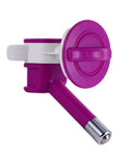 Hassle Free Dog Water Nozzle Featuring Rock Solid Stainless Steel Valve for Auto Feeders and Cage Bottles, purple design with sipper head.