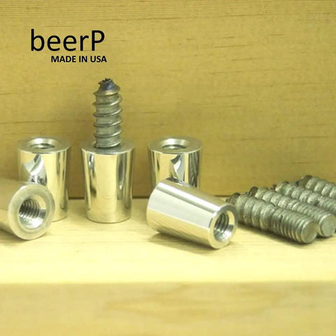 Premium Beer Tap Ferrule And Hanger Bolt Set With 3 8 16 Thread for Standard US Handles. Includes polished ferrules and screws.