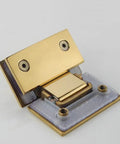 304 Stainless Steel Shower Glass Fixed Clamp Hinge for 8-12mm Glass, Heavy-Duty Bathroom Hardware, gold finish, side view