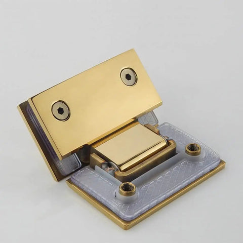 304 Stainless Steel Shower Glass Fixed Clamp Hinge for 8-12mm Glass, Heavy-Duty Bathroom Hardware, gold finish, side view