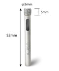 Heavy Duty Diamond Hole Saw Drill Bits For Glass Tile And Porcelain Masonry Stone 1/4 Inch 6mm Nickel Plated Carbon Steel Core Cutter Pack Of 15 showing 52mm length and 6mm diameter.