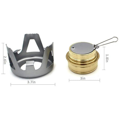 Ultralight Outdoor Mini Alcohol Stove Burner And Compact Cook Set For Camping Hiking Backpacking And Picnics 145g Aluminum Brass