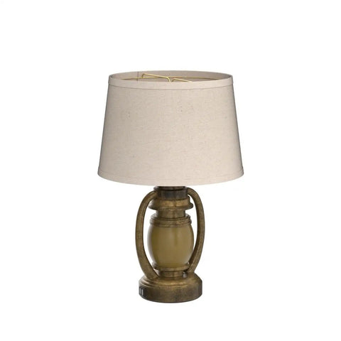 Set Of 2 Rustic Farmhouse Table Lamps With Built In USB Ports And Outlet For Living Room Or Bedroom, single lamp view