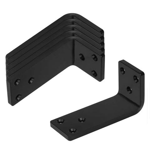 Set of Six Pack 4 By 2 Inch Beefy Heavy Duty Corner Braces Black Powder Coated Steel Supports, 90 Degree Countertop Brackets