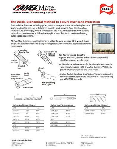 Panelmate Pro Storm Panel Anchors 3-1/4 Inch, 100 Count, Carbon Steel With Stalgard Coating, installation guide and diagrams