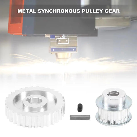 Heavy Duty Metal Synchronous Belt Pulley Gear Set Slick Timing Wheels Direct Swap Parts For CJ0618 Mini Lathe showing aluminum pulleys.
