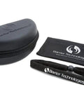 Heavy Hitter Lead X Ray Safety Glasses case, cleaning pouch, and strap for secure storage and protection.