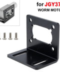 Four Pack JGY370 Worm Motor Mount Brackets, L Shaped Steel Base Holders with screws for worm gear motors, 3mm thick.