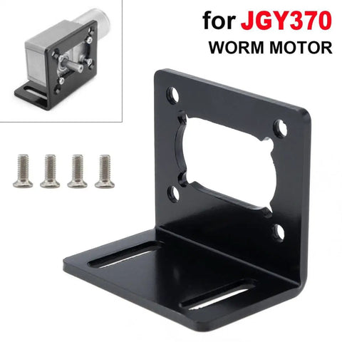 Four Pack JGY370 Worm Motor Mount Brackets, L Shaped Steel Base Holders with screws for worm gear motors, 3mm thick.