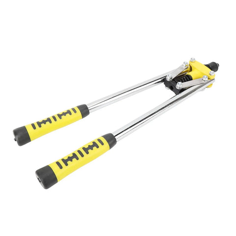 Get Your Heavy Duty Rivnut Tool Kit Going Today. This Ergonomic Hand Riveter Comes With An Alloy Steel Build For Fast Installations Of 3mm To 5mm Rivets Perfect For Auto Repair And Home Projects Without Welding., yellow alloy steel hand riveter with long handles for 3mm to 5mm rivets