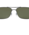 Mens Square Sunglasses With Gunmetal Frame And Polarized Green Lenses Rx Ready 64 mm Case Included Double Bridge Design