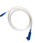 Brake fluid bleeder hose, white translucent tube with blue adapters, 3.93 ft