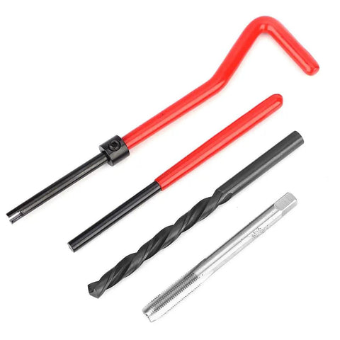 Heavy Duty Stainless Steel Thread Repair Kit M6x075 30 Piece Rethread Tap Set With Coiled Wire Inserts For Fixing Female Threads In Aluminum Alloy Auto Parts Pro Grade DIY Ready Handy Tool Set, with tap, drill and inserter
