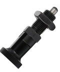 Rock Solid Push Fit Ball Nose Carbon Steel Spring Knob Plunger With Self Locking Retractable Index Pin For Heavy Duty Industrial Positioning And Fixing Hardware M10 Thread, close-up view showing carbon steel material and hex nut.