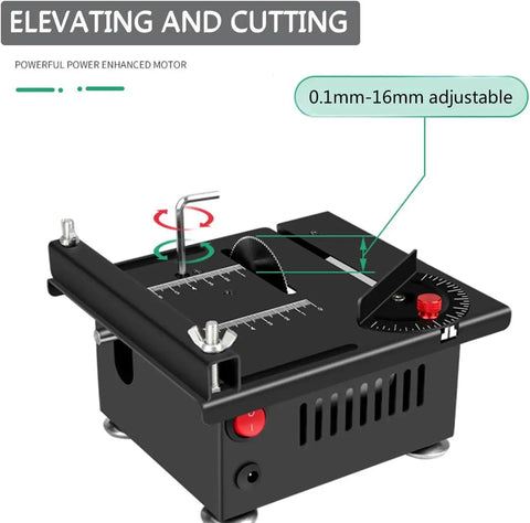 Compact Mini Table Saw For Sharp Wood And Acrylic Cuts Portable Desktop Electric Craft Tool adjustable 0.1mm-16mm cutting.