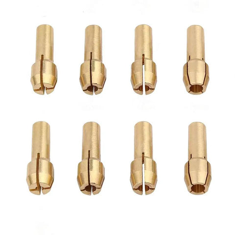 Nine Piece Brass Collet Set for Dremel Rotary Tools with Four Claw Grips Heat Treated Copper Collets and Nut Kit