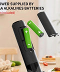 Handheld Milk Frother Cordless Electric Foam Maker with Stainless Steel Whisk, black, AA batteries shown, batteries not included