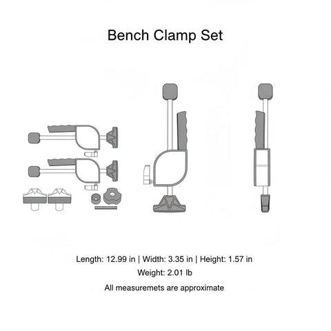 Diagram of Aluminum Alloy Bench Clamp Set For Edge Or Dog Hole Mounts Frees Your Hands For Precision Sanding Carving And Assembly Heavy Duty