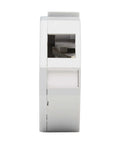 Side view of DIN Rail Snap-In Keystone Jack Mounting Enclosure Module With Plastic Left Cover And Grounding Spring For 35mm DIN Rail, Easy Install.